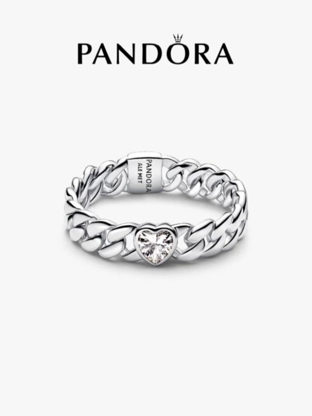 Pandora Heart Cuban Chain Ring